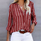 Ellie - Striped Relaxed-Fit Button-Up Shirt