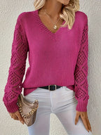 Jemma - Modern V-Neck Jumper with Cut-Outs