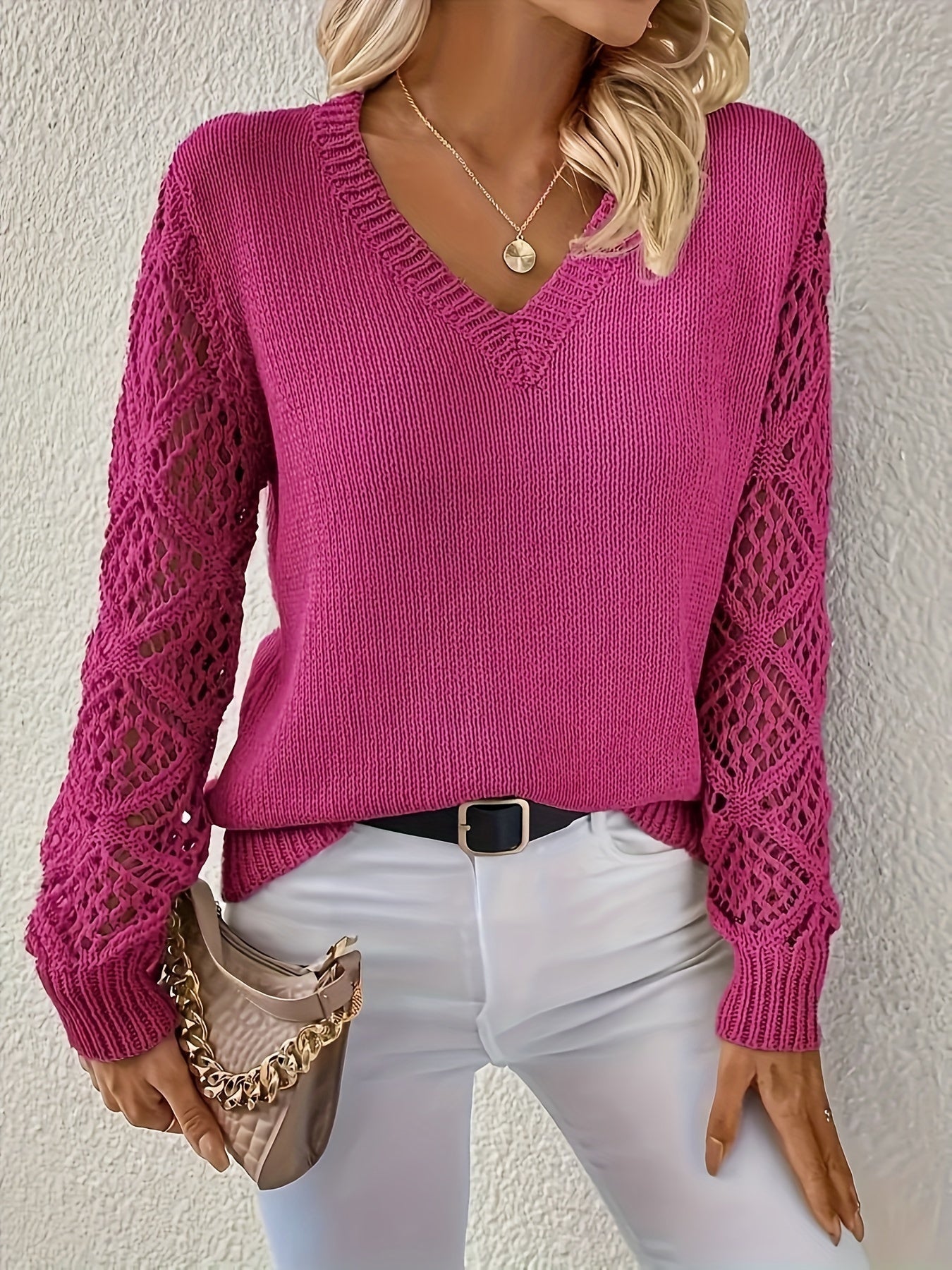 Jemma - Modern V-Neck Jumper with Cut-Outs