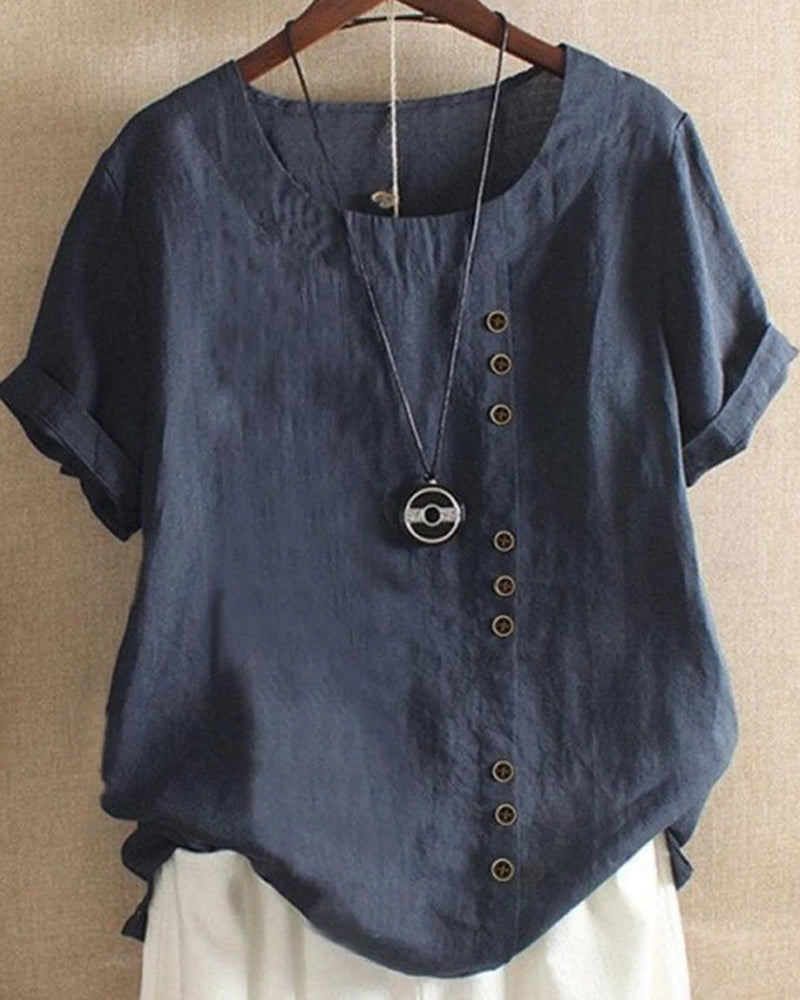 Charlie - Classic Cotton-Linen Crew Neck Tee