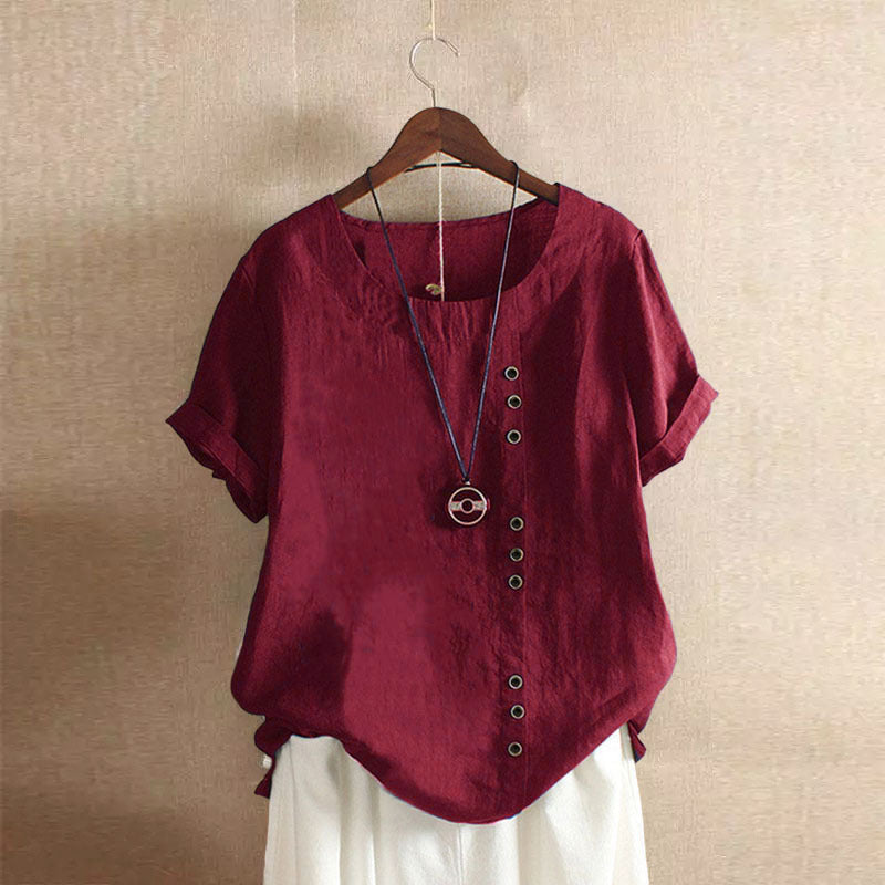Charlie - Classic Cotton-Linen Crew Neck Tee