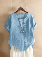 Charlie - Classic Cotton-Linen Crew Neck Tee