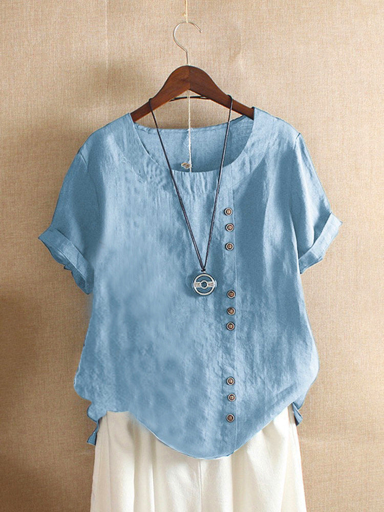 Charlie - Classic Cotton-Linen Crew Neck Tee