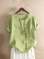 Charlie - Classic Cotton-Linen Crew Neck Tee