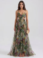La Fiora green floral on model