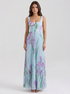 Giulia floral blue purple on model